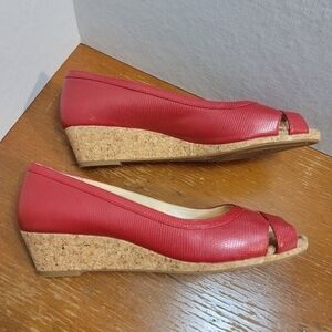 Alex Marie red 2 inch heels. Leather uppers with cork souls. Size 10 medium.